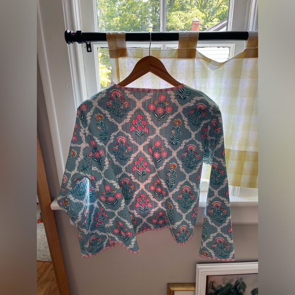 Blockprint Quilted Coat - Pink and Blue Floral size XL - Picture 5 of 5